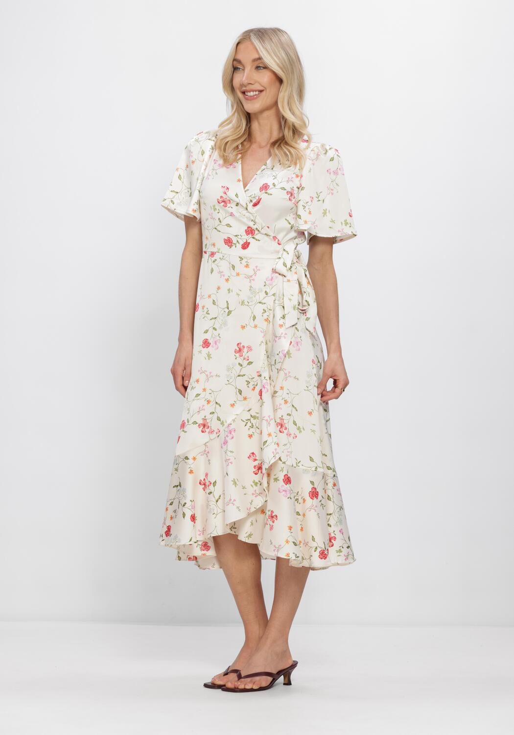 Mehrfarbige/Bunte Y.A.S. Midikleid YASTHEA 2/4 MIDI WRAP DRESS S. - large