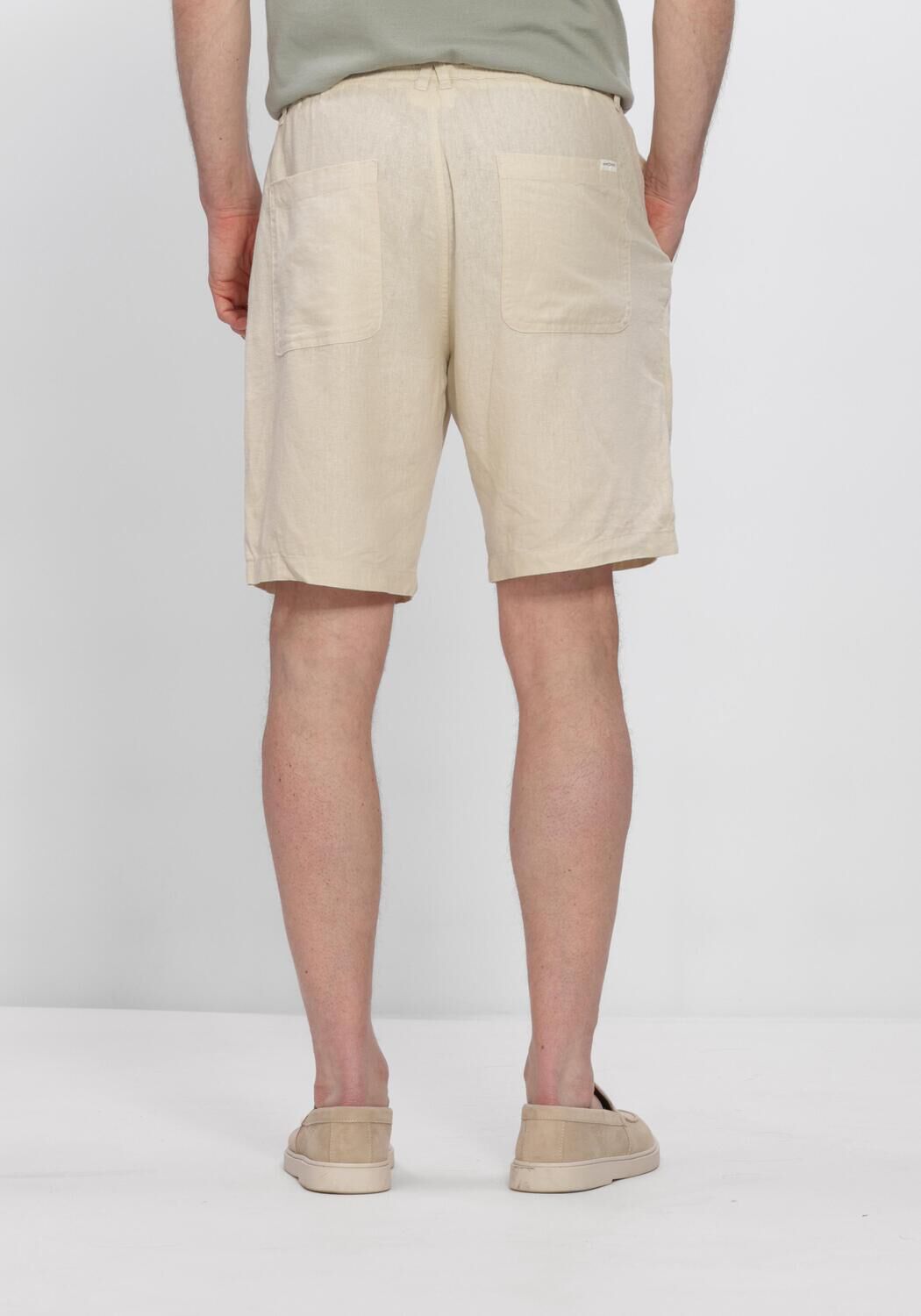Beige ANERKJENDT Kurze Hose AKJAMES COT-LINNEN-VIS SS SHORT - large