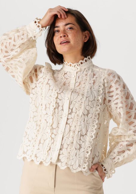 Weiße SUMMUM Blusen BLOUSE LACE ORGANZA - large