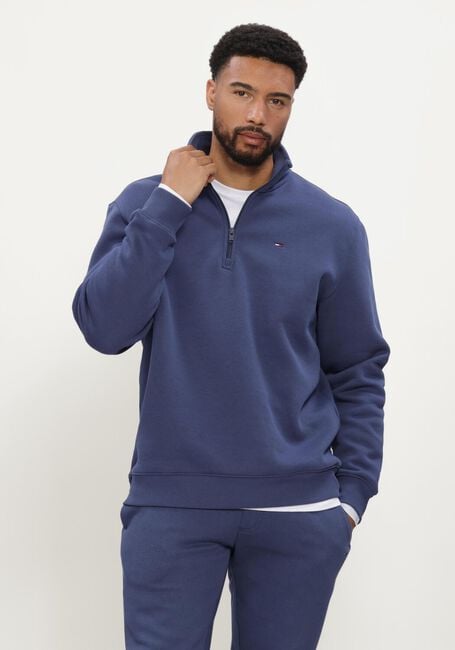 Blaue TOMMY JEANS Pullover TJM REG FLEECE 1/4ZIP MOCK NECK - large