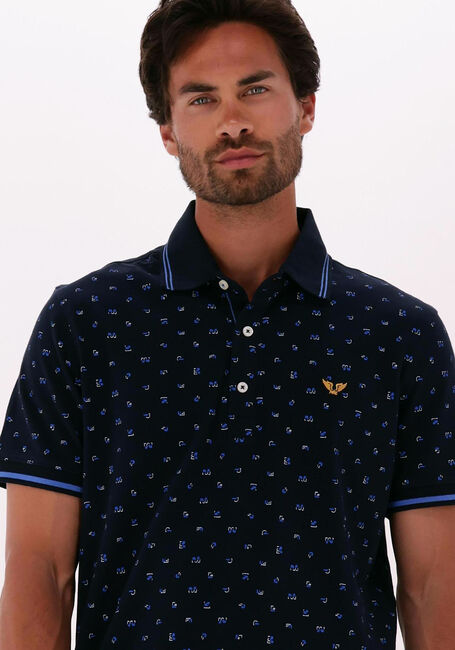 Dunkelblau PME LEGEND Polo-Shirt SHORT SLEEVE POLO FINE PIQUE ALL OVER PRINT - large