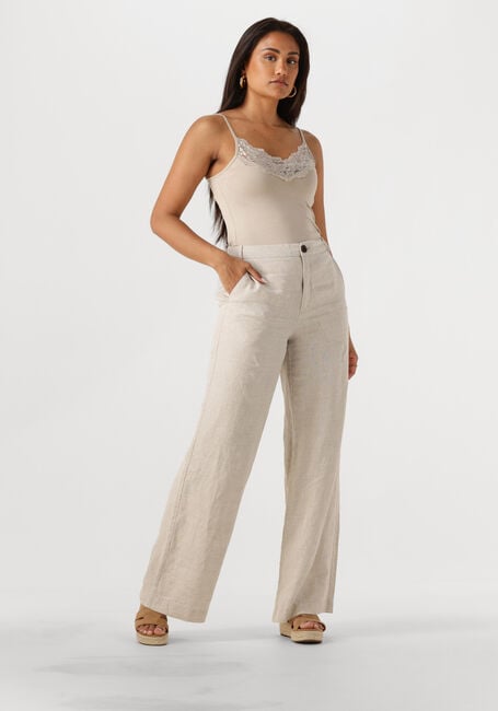 Beige JANSEN AMSTERDAM Top ALORA HEMDJE TC 103 SPAGHETTI WITH LACE - large