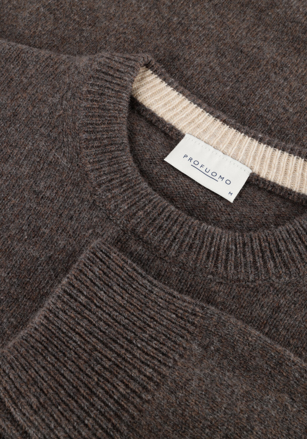 Braune PROFUOMO Pullover PULLOVER CREW NECK WOOLBLEND - large