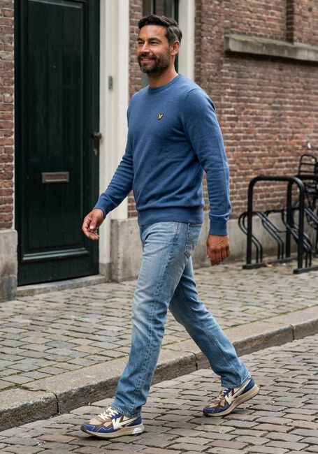 Blaue LYLE & SCOTT Pullover COTTON MERINO CREW NECK JUMPER - large