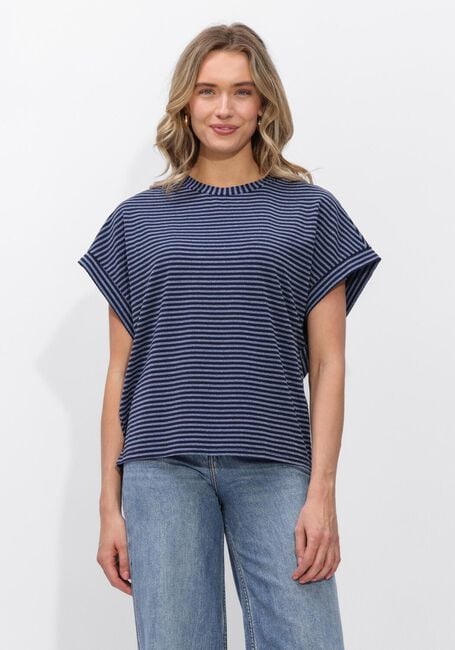 Blaue SUMMUM T-shirt TOP TWO TONE LUREX STRIPE - large