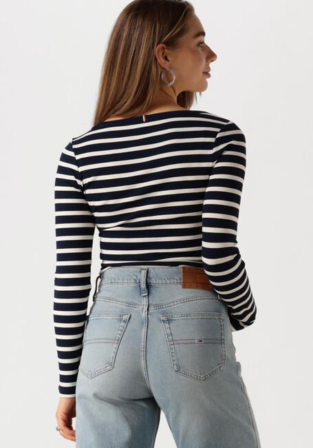 Blaue TOMMY HILFIGER Top SLIM 5X2 RIB O-NK LS - large