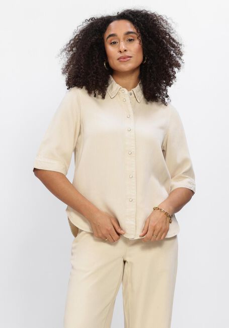 Beige OBJECT Blusen OBJFRAME 2/4 RE DENIM TOP - large