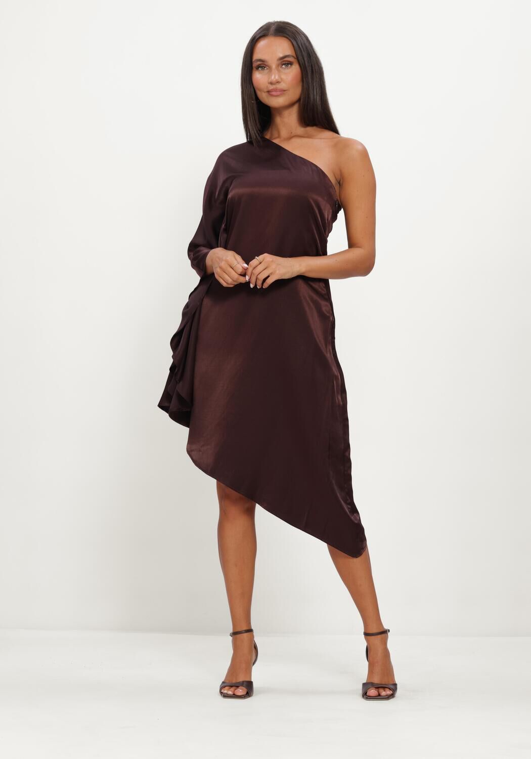 Braune MY ESSENTIAL WARDROBE Midikleid MWESTELLE ASYMMETRIC DRESS - large