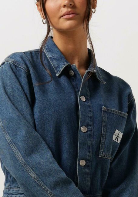 Blaue CALVIN KLEIN Minikleid DARTED DENIM SHIRT DRESS - large