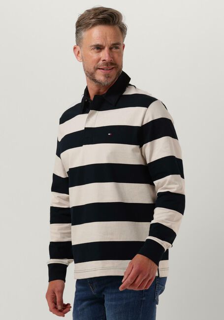 Blau/weiß gestreift TOMMY HILFIGER Polo-Shirt NEW PREP STRIPE RUGBY - large