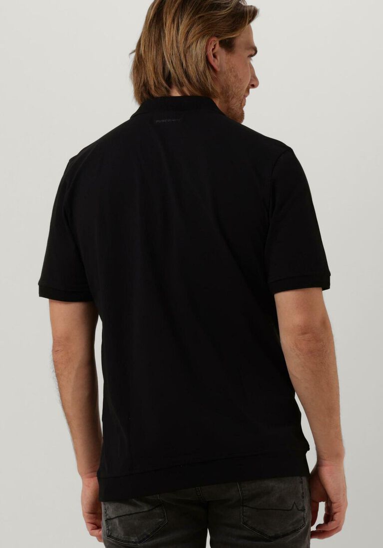 schwarze purewhite polo-shirt polo with zipper and small logo at chest IV10153