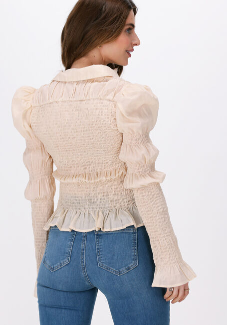 Beige NA-KD Blusen SMOCKED FRILL BLOUSE - large