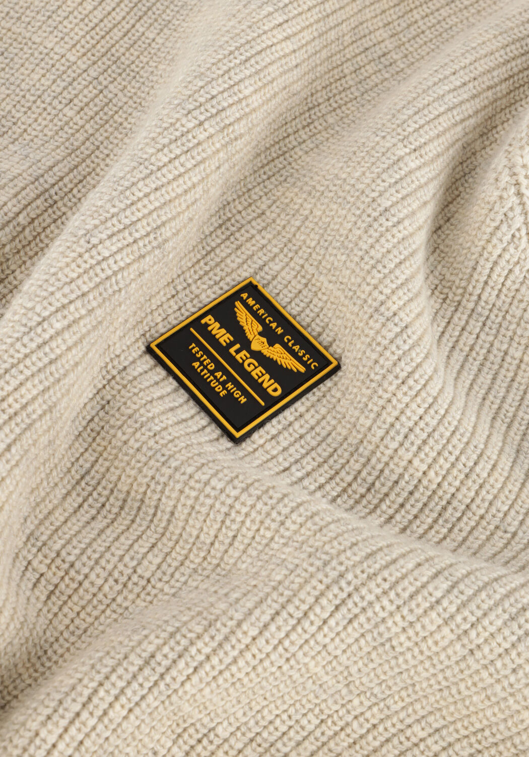 Beige PME LEGEND Pullover R-NECK COTTON RIB MELEE KNIT - large