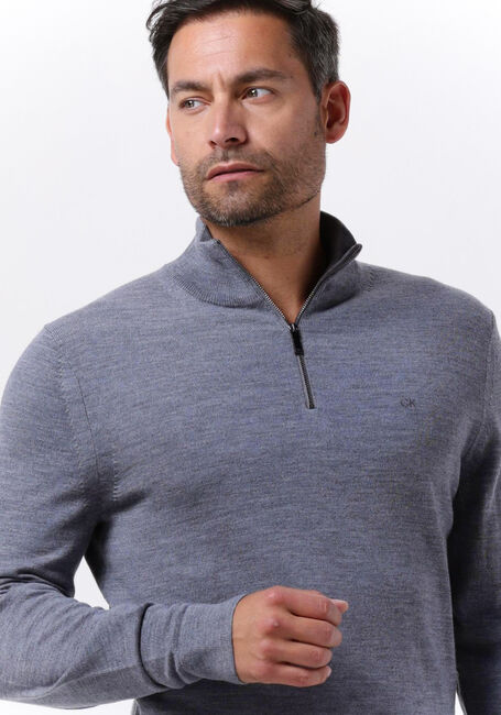 Graue CALVIN KLEIN Pullover MERINO QUARTER ZIP - large
