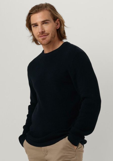 Blaue SELECTED HOMME Pullover ROCKS LS KNIT CREW NECK W NAW - large