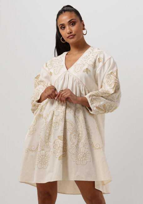 Weiße SUMMUM Minikleid DRESS GOLD EMBROIDERY COTTON LINEN - large