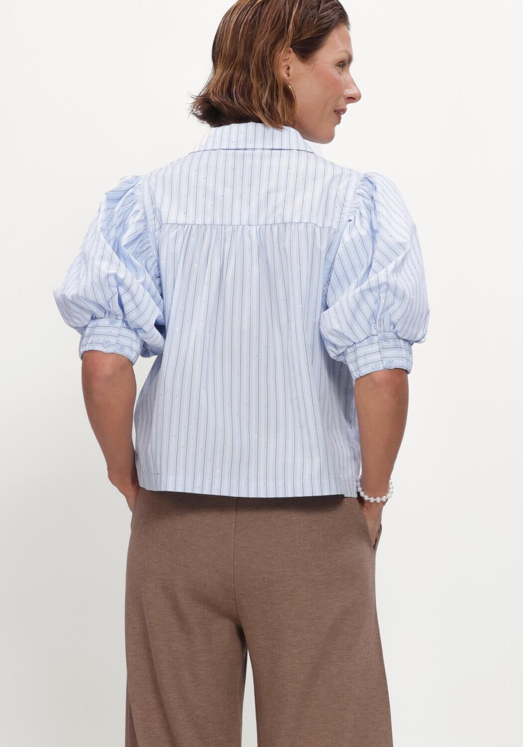 Hellblau NEO NOIR Blusen ETTA STRIPE STONE SHIRT - large