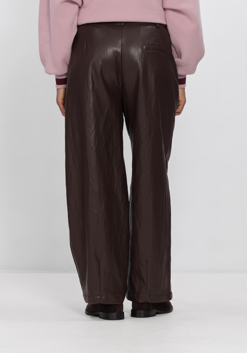 Braune SUMMUM Weite Hose BALLOON TROUSER SOFT FAUX LEATHE - large