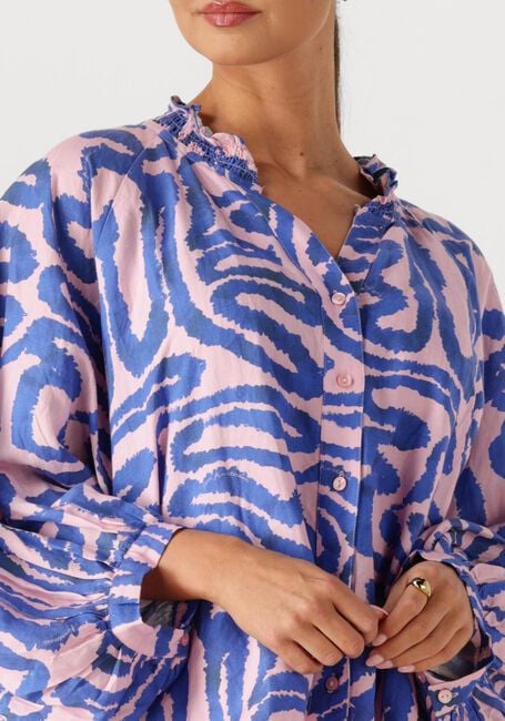 Mehrfarbige/Bunte POM AMSTERDAM Blusen BLOUSE WAVES PINK LINEN - large