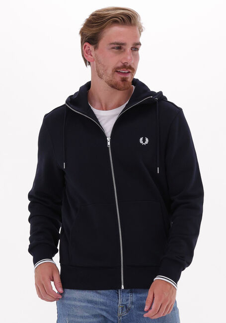 Dunkelblau FRED PERRY Strickjacke HOODED ZIP THROUGH SWEATSHIRT - large