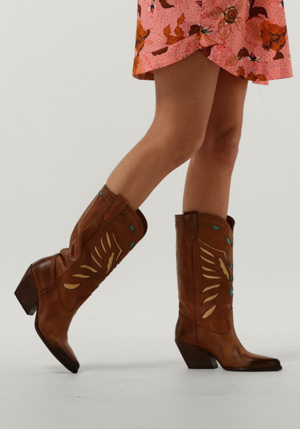 Cognacfarbene ELENA IACHI Cowboystiefel E3492-2 - large