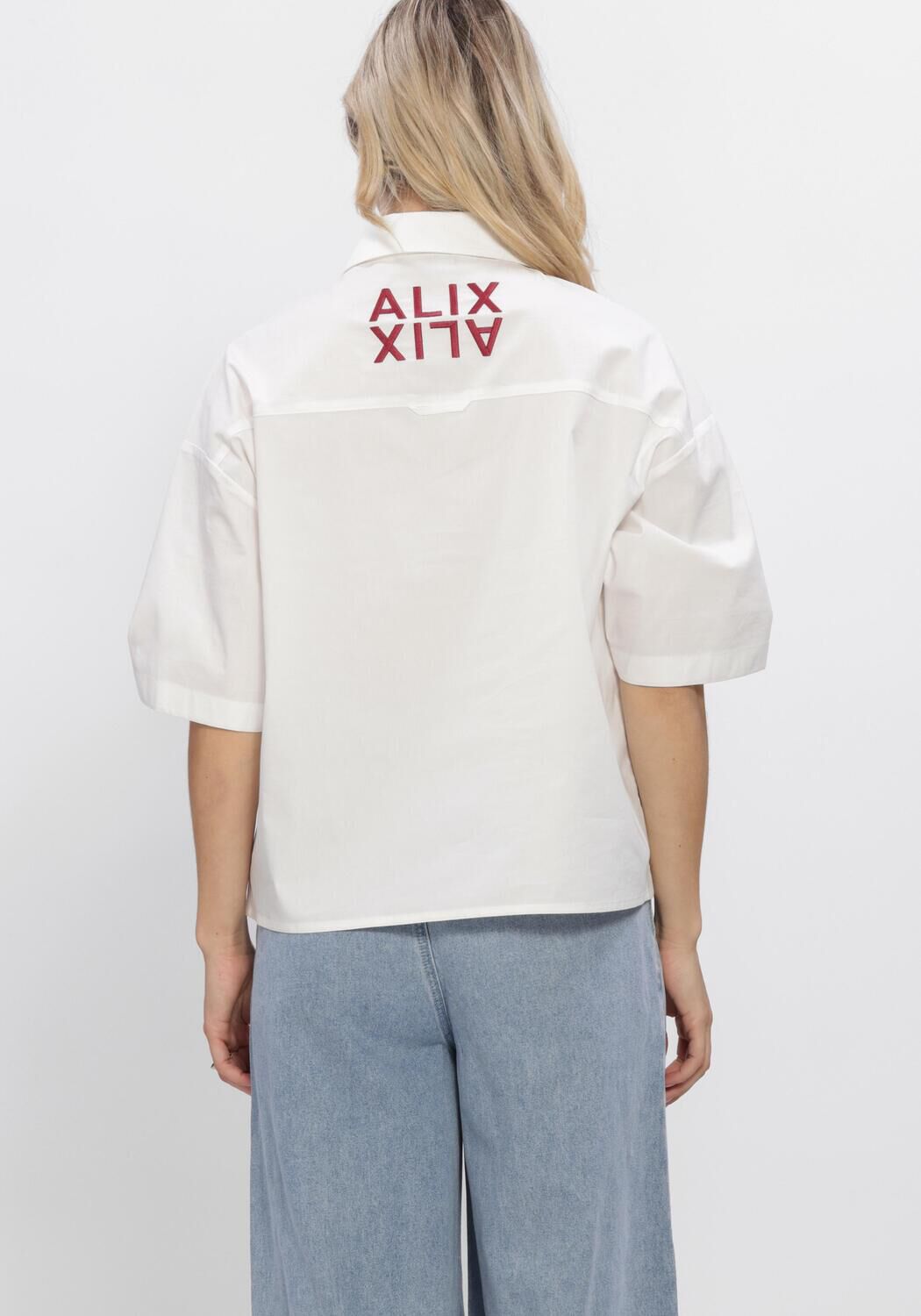 Wei&szlig;e ALIX THE LABEL Blusen LADIES WOVEN CLEAN POPLIN SHORTSLEEVE BLOUSE - large