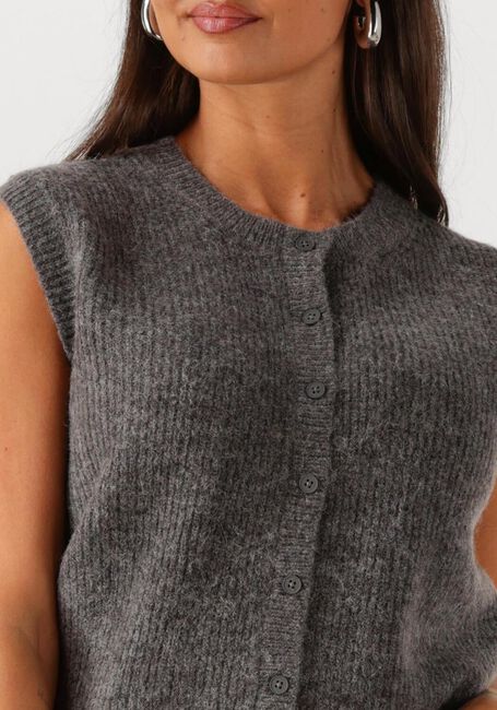 Graue SELECTED FEMME Strickjacke SLFLULU SL BUTTON O-NECK VEST EX - large