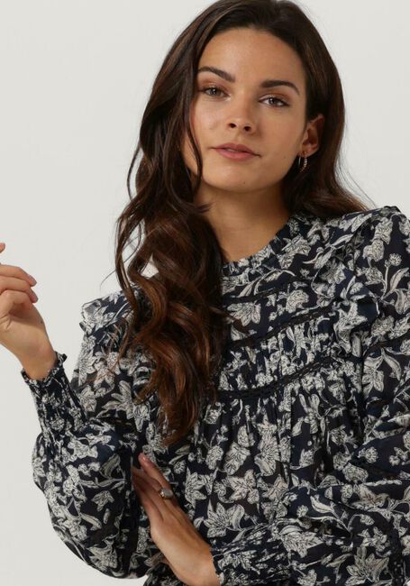 Dunkelblau NEO NOIR Blusen HARMON STENCIL FLOWER BLOUSE - large