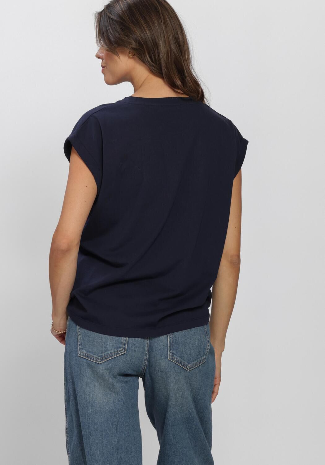 Dunkelblau BY-BAR T-shirt TOBI STRIPED SPEED TOP - large