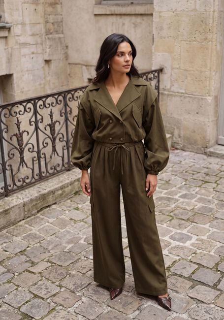 Khaki REFINED DEPARTMENT Weite Hose LADIES WOVEN WIDE LEG CARGO PANTS MILA - large