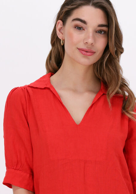 Rote BY-BAR Midikleid FLEUR LINEN DRESS - large