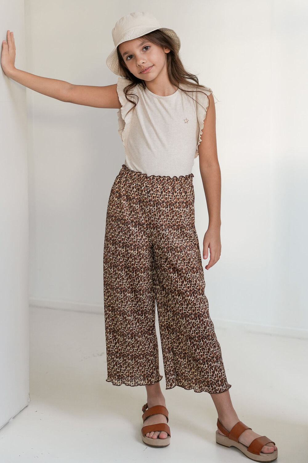 Braune LIKE FLO Hose FREYA FLO PLISSE PANTS - large