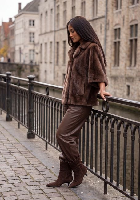 Braune STUDIO AR Fake-Fur-Jack CLARA FAUX MINK - large