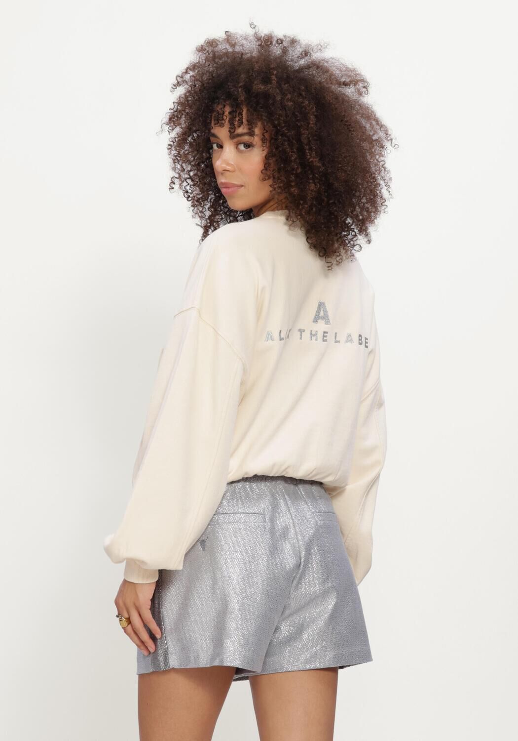 Creme ALIX THE LABEL Sweatshirt LADIES KNITTED OVERSIZED SWEATER - large