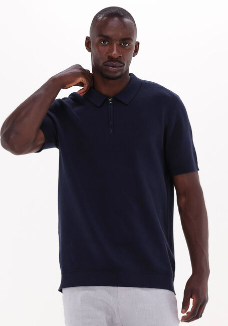 Dunkelblau SELECTED HOMME Polo-Shirt SLHFLORENCE SS KNIT ZIP POLO B - large