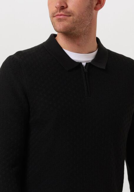 Schwarze CAST IRON Polo-Shirt LONG SLEEVE POLO COTTON MODAL - large