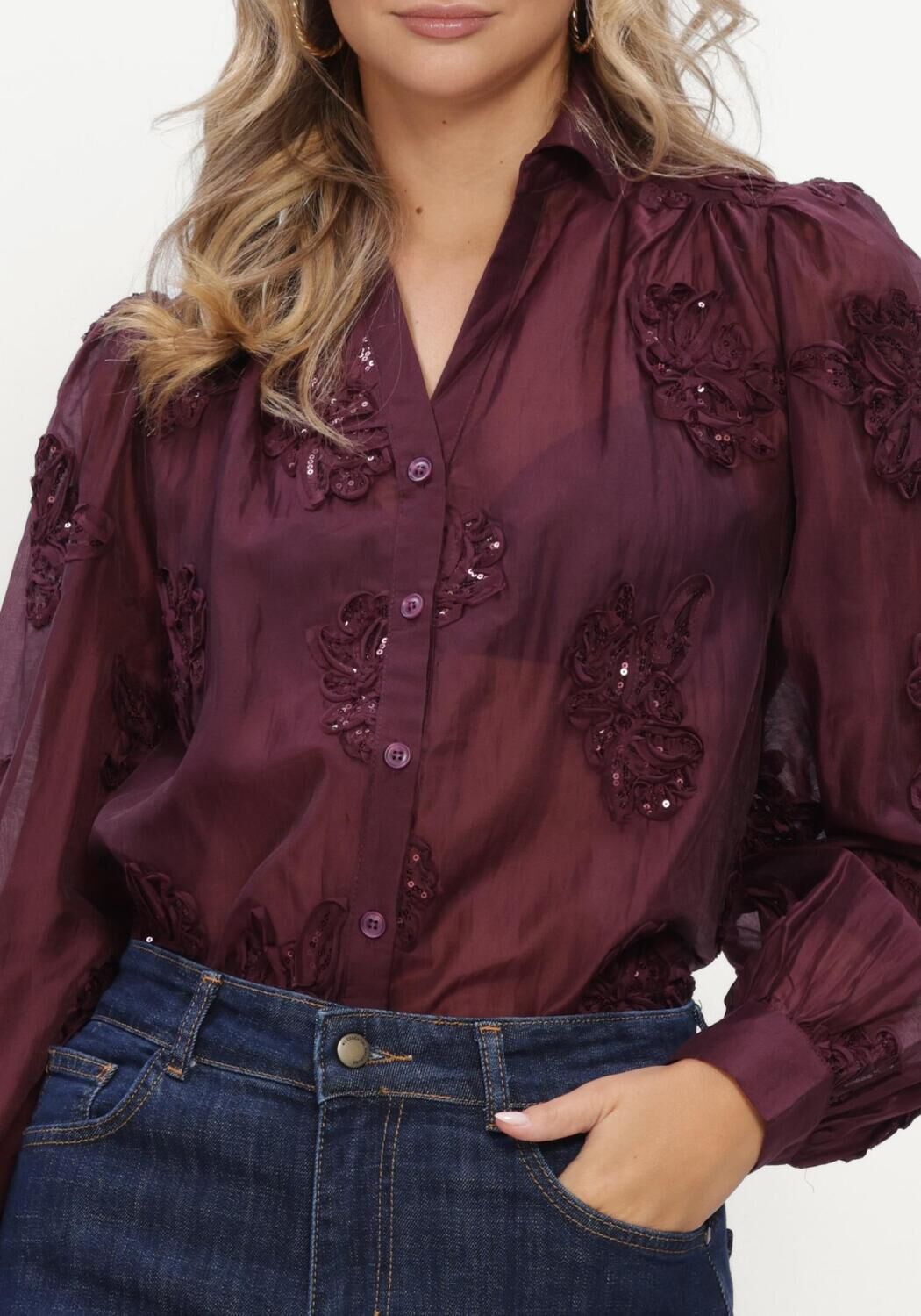 Bordeaux NUKUS Blusen ANTONELLA BLOUSE PAILLET FLOWER: - large