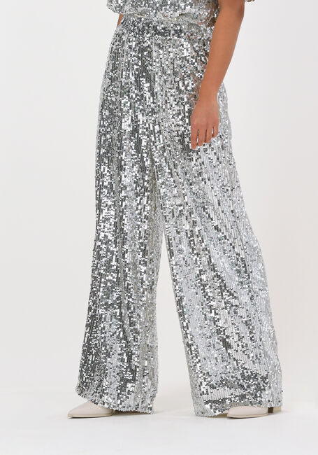 Silberne SELECTED FEMME Weite Hose SLFSELENE HW WIDE MAXI SEQUINS - large