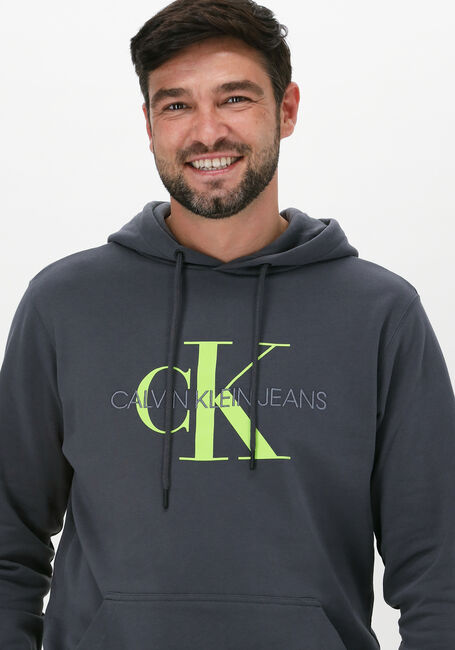 Graue CALVIN KLEIN Sweatshirt SEASONAL MONOGRAM REGULAR HOOD - large