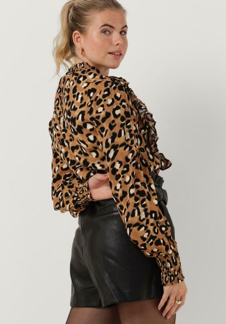 Braune COLOURFUL REBEL Blusen BINA LEOPARD BOHO RUFFLE BLOUSE - large