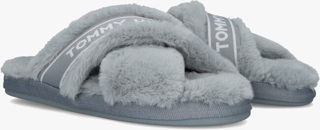 Graue TOMMY HILFIGER Hausschuhe TOMMY FURRY HOME SLIPPER - large