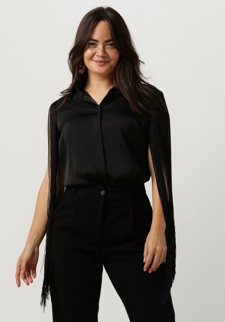 Schwarze ACCESS Bluse SHIRT WITH FRINGED SLEEVES - large