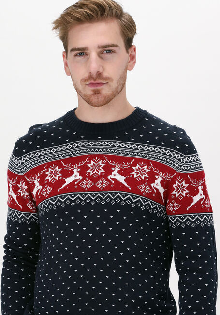 Blaue SELECTED HOMME Pullover SLHNEWDEER LS KNIT CREW NECK W - large