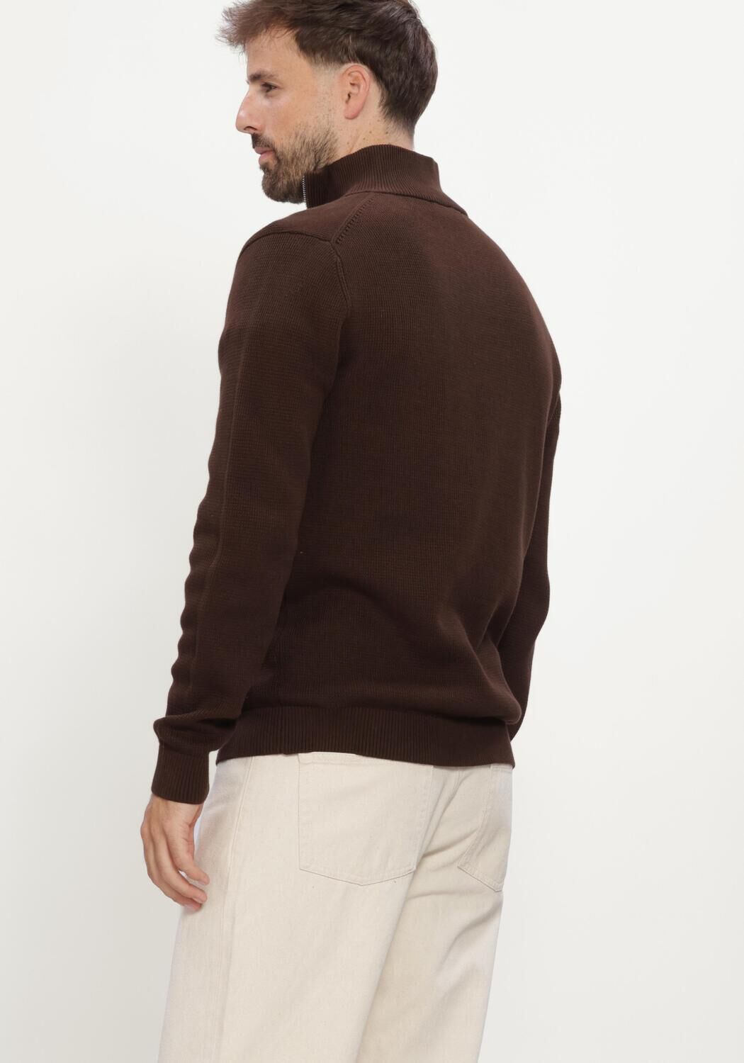Blaue SELECTED MEN Pullover SLHDANE LS KNIT STRUCTURE HALF ZIP NOOS - large