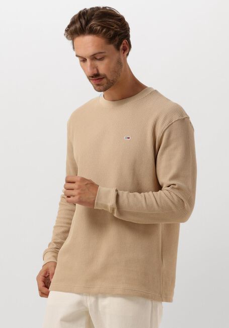 Beige TOMMY JEANS Pullover TJM REG WAFFLE L/S TEE - large