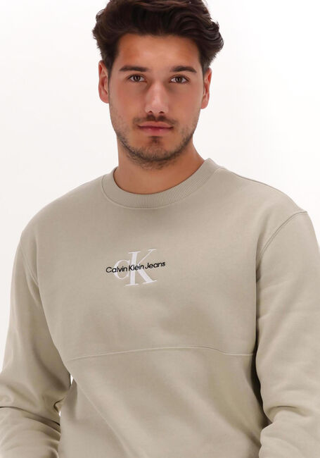 Sand CALVIN KLEIN Sweatshirt MONOGRAM LOGO CREW NECK - large