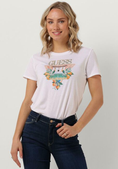 Weiße GUESS T-shirt SS GUESS MANSION LOGO EASY TEE - large