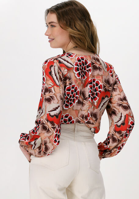 Pfirsich SUMMUM Bluse TOP V NECK BOLD FLOWERS - large