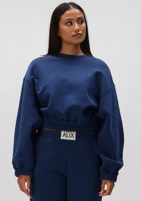 Dunkelblau ALIX THE LABEL Sweatshirt LADIES KNITTED CROPPED A SWEATER - large