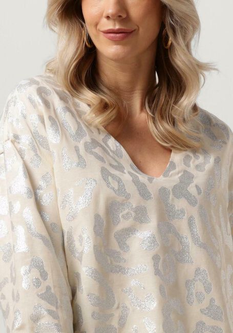 Beige ALIX THE LABEL Bluse LADIES WOVEN LUREX ANIMAL BLOUSE - large